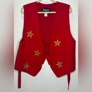 Solini New York Red Star-Embroidered Women's Vest and Slacks Set